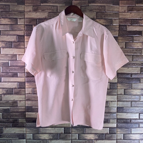 Peter Martin Tops - Vintage Peter Martin Button Up Silk Blouse Peach Pink Medium